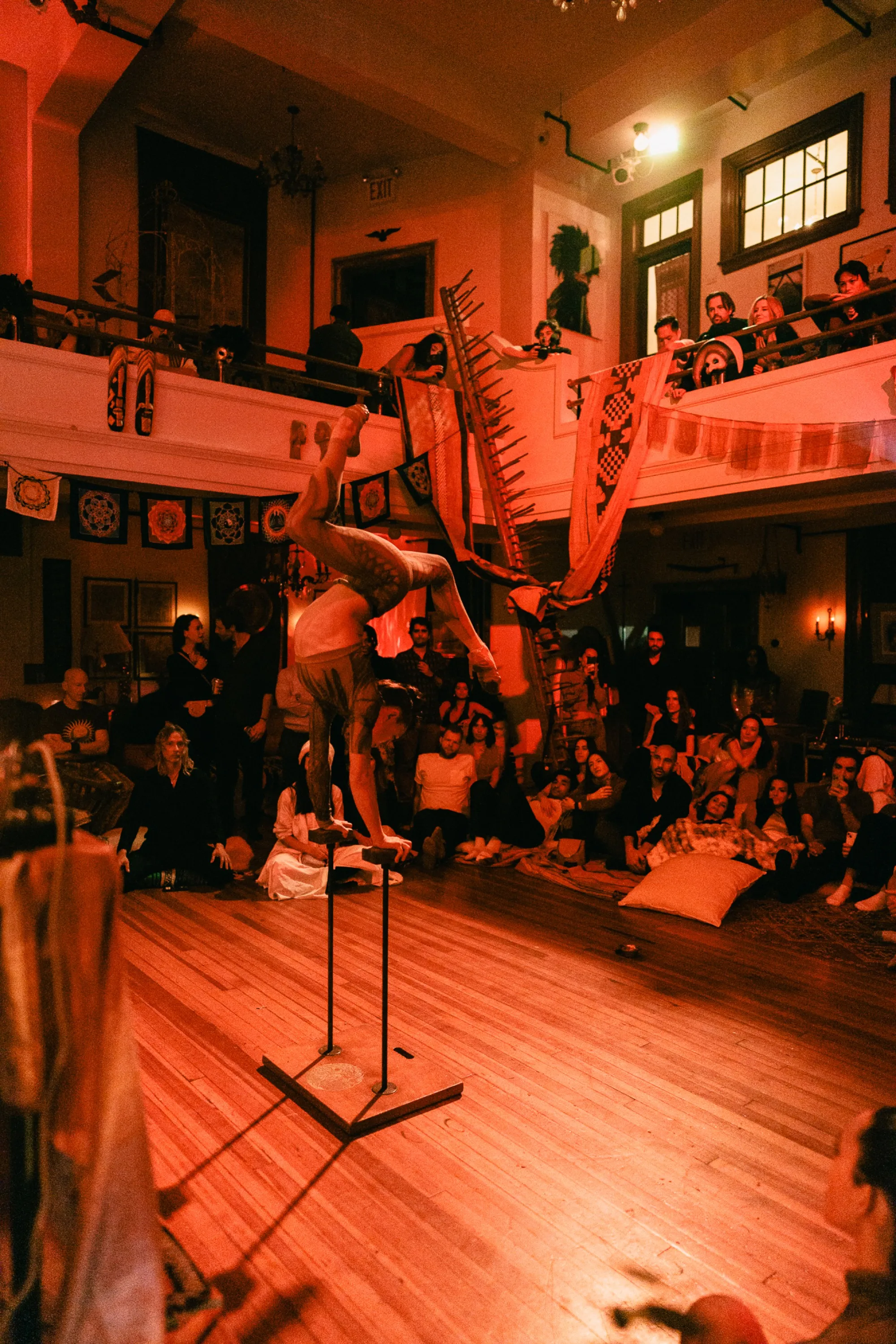 Global artist Benjamin Urbaez and DJ Dreeemy moody atmospheric capture on stage in Harlem NYC